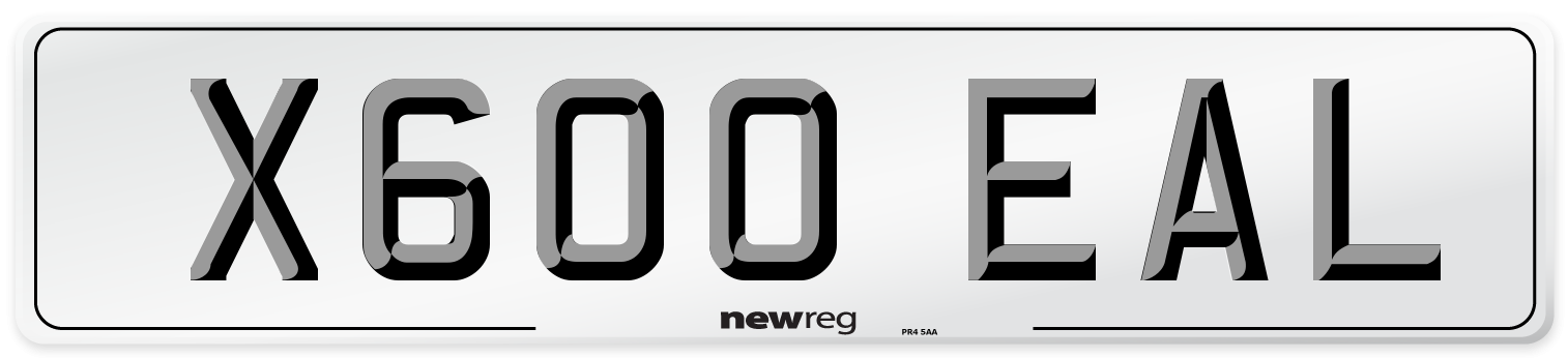 X600 EAL Number Plate from New Reg